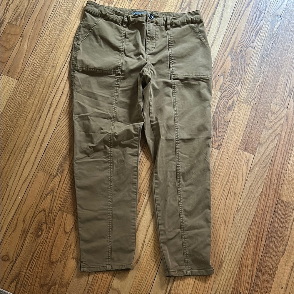 Garnet Hill Tan Ankle Cropped Pants Utility Style